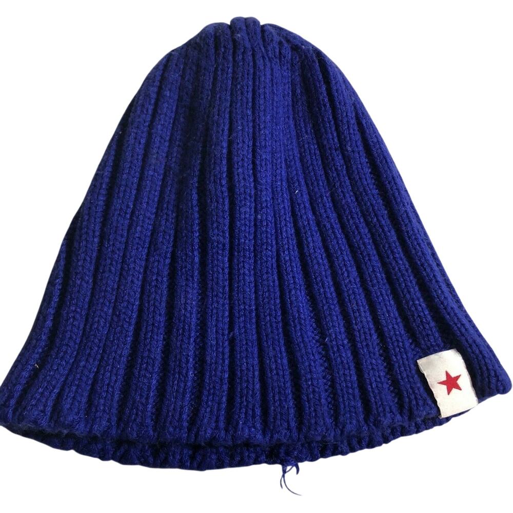 All American Stetson Blue Acrylic Ribbed Knit Beanie Hat Stocking Cap